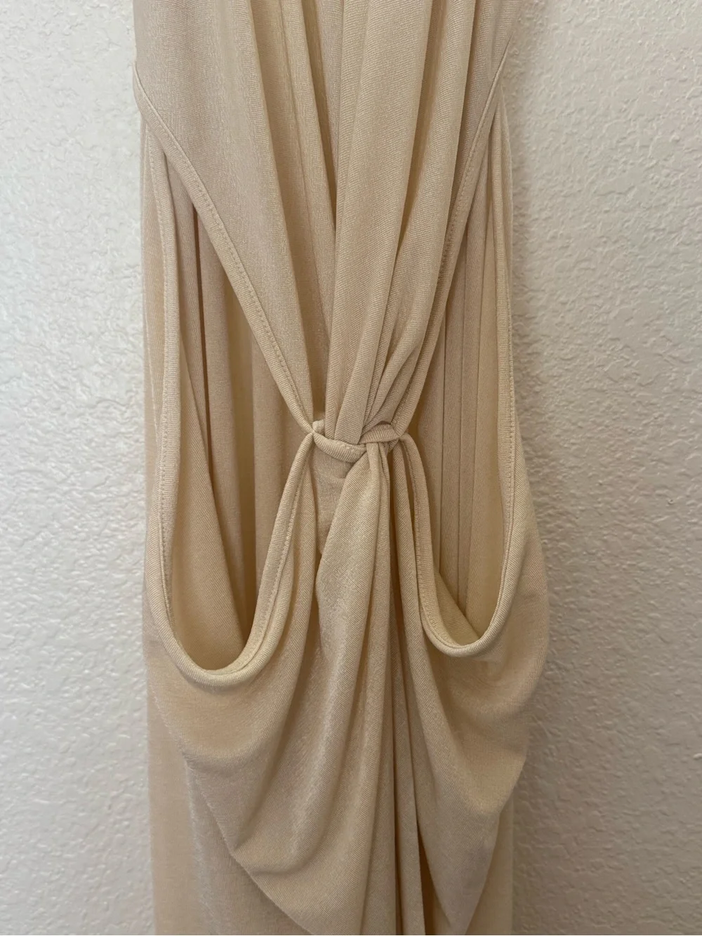 Beige Ruched Cutout Maxi Dress | Neutral Draped Bodycon Summer Dress